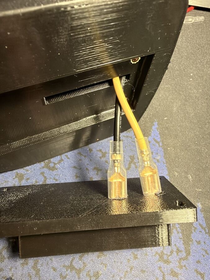 Output wires into the crimped 2.8mm spades